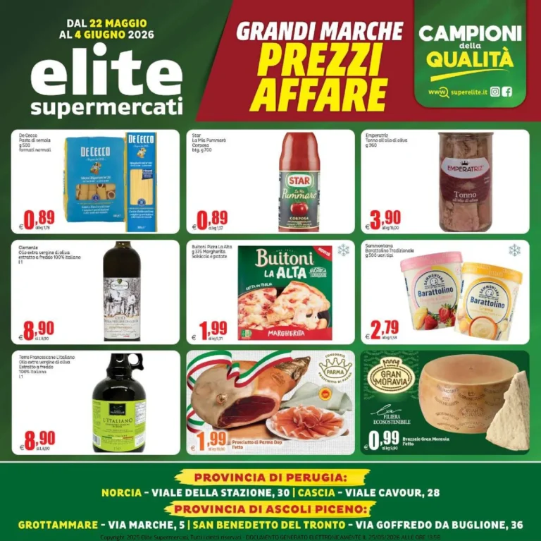 Elite Supermercati Volantini dal 22.05.2026