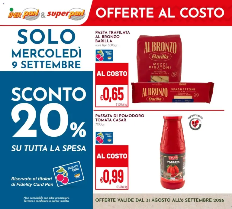 Pan Volantino dal 31.08.2026